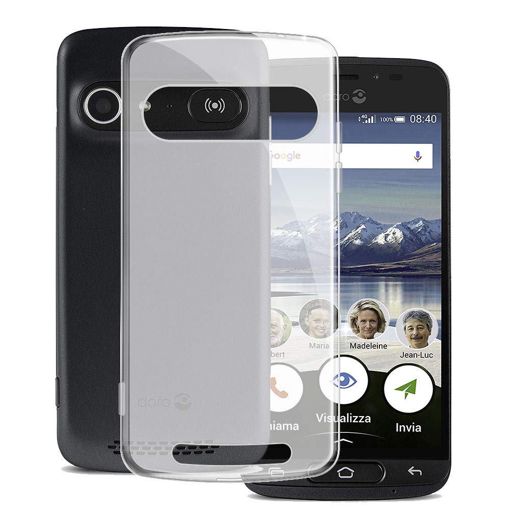 JIENI Phone Case for Doro 8042, Soft Semi-Transparent Silicone Protective Bumper Phone Cases Cover Anti-Shock Soft TPU Gel Case Cover for Doro 8042 (5.0 Inches)