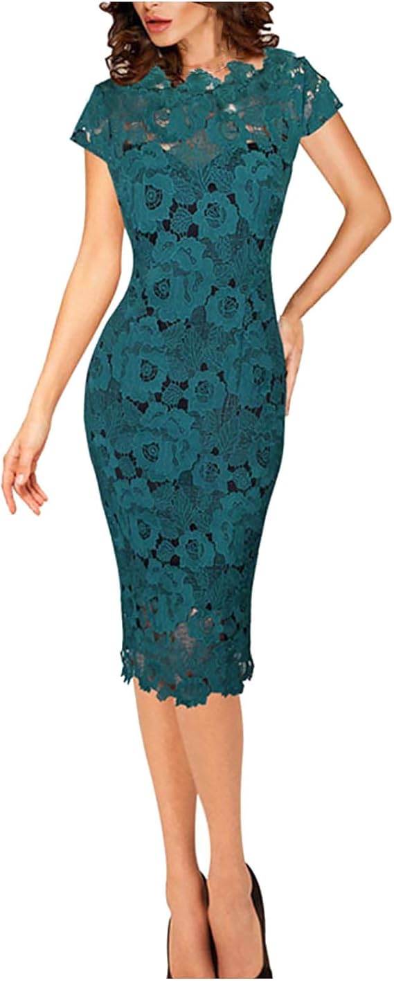 Amazon 総レースワンピース フォーマル きれいめ タイトワンピース レース かわいい キャバ 嬢 ドレス パーティードレス ビジネス ひざ丈 ボディコンワンピース オフィス 通勤 お呼ばれ 二次会 結婚式 Ol ワンピース チュニック 通販