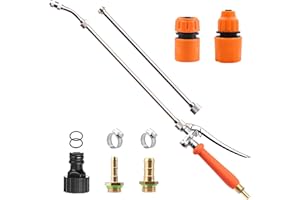 Sprayer Wand, 44" All Metal Sprayer for 1/2" & 3/8" Hose Quick Connectors, 1/4" & 3/8" Brass Barb Replacement
