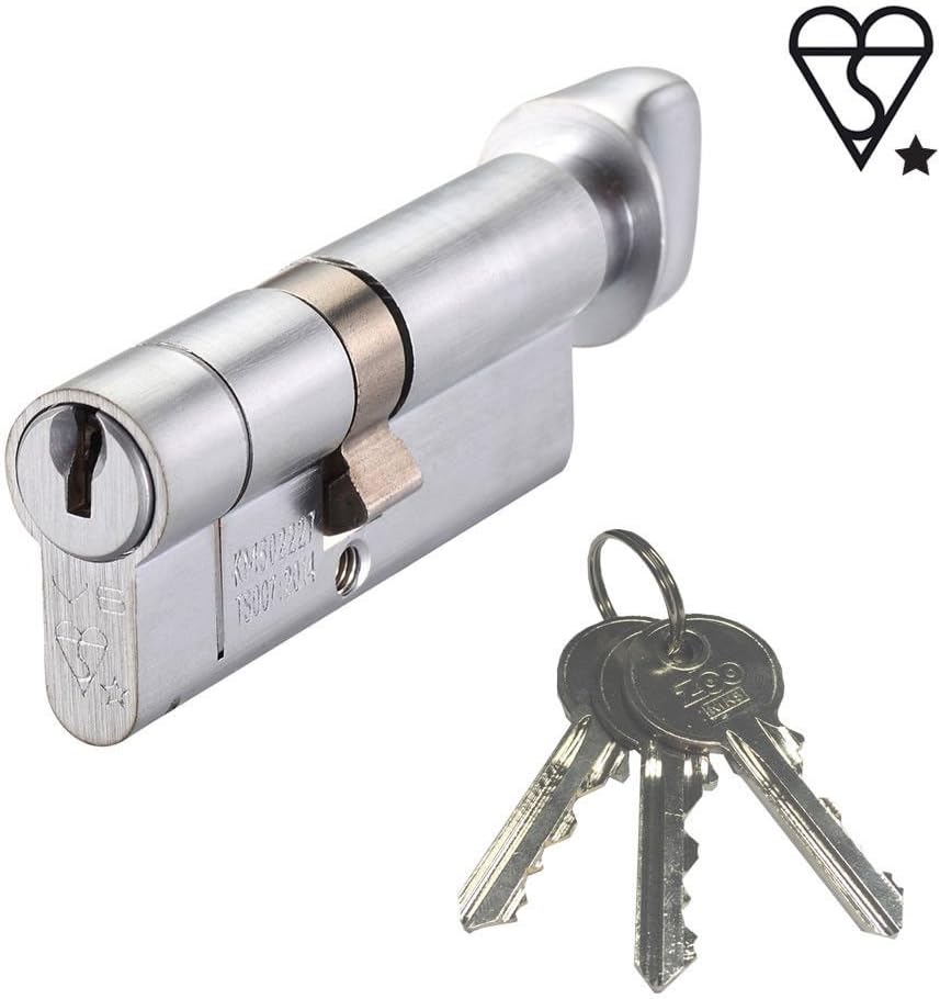 Euro Profile High Security Kitemarked Door Lock Cylinder & Thumb Turn Lock 100mm (40/60mm) Satin Chrome