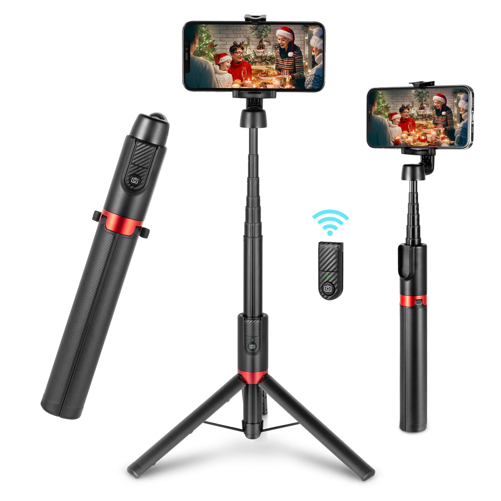 SMALLRIG Selfie Stick Tripod with Bluetooth Remote, ST20 Portable Extendable Travel Lightweight Tripod Stand for Selfie, Video Conference, Tik Tok etc. Compatible with All Phones - 3375B