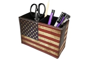 DreamsEden Pen Holder, Vintage American Flag Pencil Cup Desktop Pen Organizer for Desk Office Home Patriotic Decor