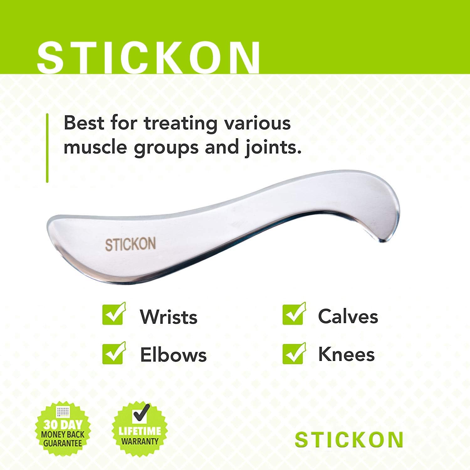Stainless Steel Gua Sha Scraping Massage Tool - STICKON IASTM Tools Great Soft Tissue Mobilization Tool (D Shape): Health & Personal Care