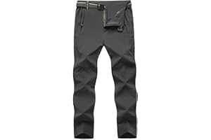 TBMPOY Men's Lightweight Hiking Pants with Belt 5 Zip Pockets Waterproof Quick-Dry Travel Fishing Work Outdoor Pants