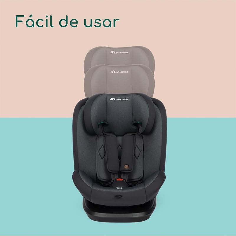 Ever Fix i-Size Silla de coche isofix grupo 123 reclinable 4 posiciones, protectores laterales, para niños de 15 meses a 12 años, Tinted Black