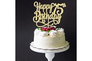 QERTESL Gold Glitter Happy 75th Birthday Cake Topper,Cheers to 75 Years,happy 75th Birthday Cake Topper,75th Anniversary Cake Topper， men and women 75 years old happy birthday Party Decoration