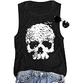 Skull Shirts for Women Funny Gothic Graphic T-Shirts Novelty Horror Tee Casual Athletic Tops