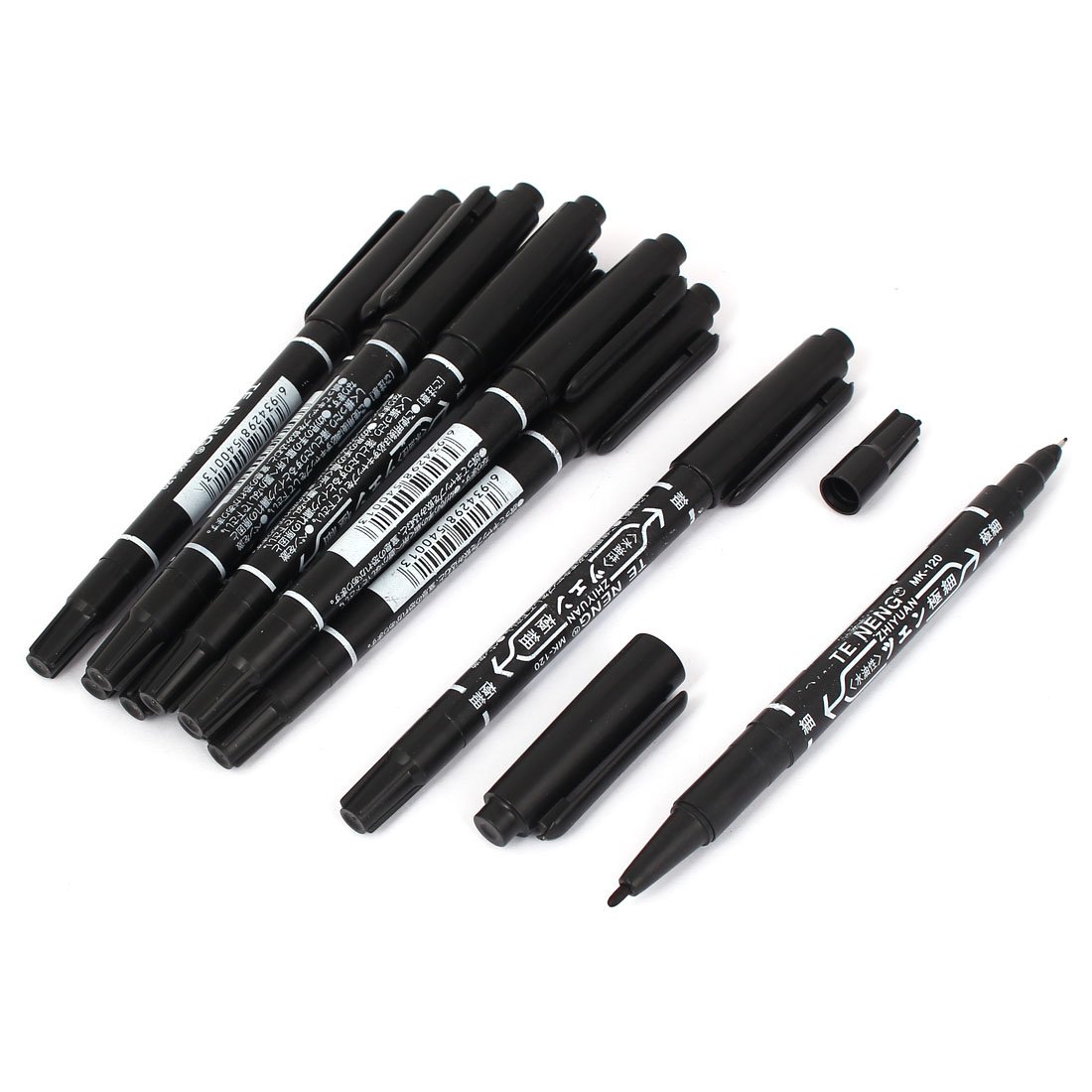 Sourcingmap Double Marker Black Ink Waterproof Marking Pen 10pcs