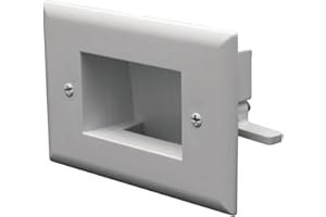 DATA COMM Electronics 45-0008-WH Easy Mount Recessed Low Voltage In Wall Plate Cable Pass Through - ABS Plastic, Thinner Profile Wire Concealer for Behind TVs, White