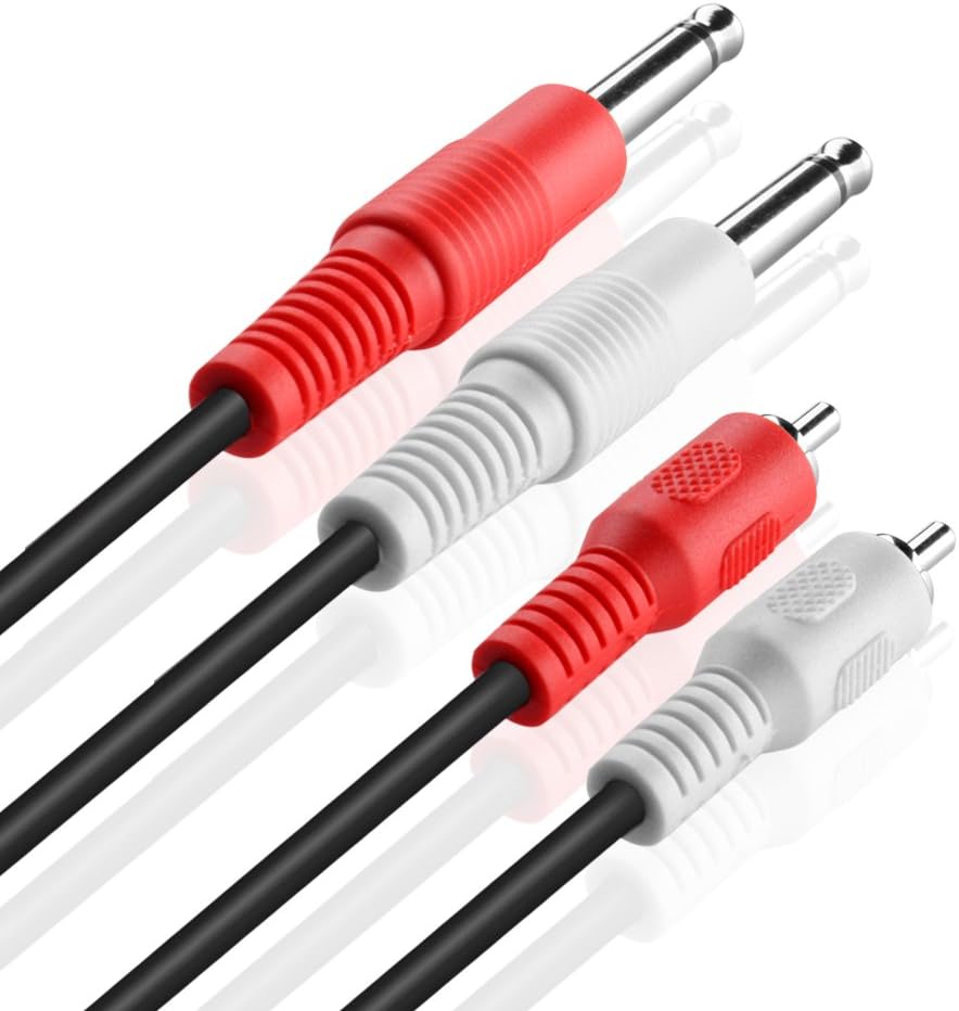 TNP Premium Dual 1/4 Inch To Dual RCA Audio Cable (3FT) - Male 6.35mm 1/4" Phono Mono to RCA Connector Wire Cord Plug Jack - Image 3