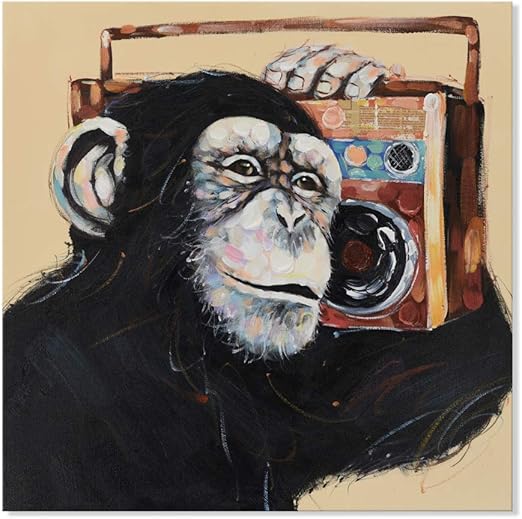 Картина маслом обезьяна в наушниках