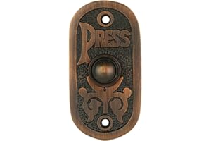 A29 Oil Rubbed Bronze Doorbell Button – 3 1/8" x 1 1/2" – Vintage Decorative Style Push Button in Brass with Recess Mount – Wired for Two-Wire Chimes, Weather Resistant, Easy DIY Installation