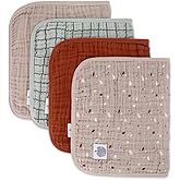 Parker Baby Muslin Burp Cloths | 100% Cotton Burping Clothes, Newborn Essential | Must-Have Baby Registry, Modern and Trendy Colors | 20"x11" Unisex Large Baby Burp Cloths, 4-Pack Pebble