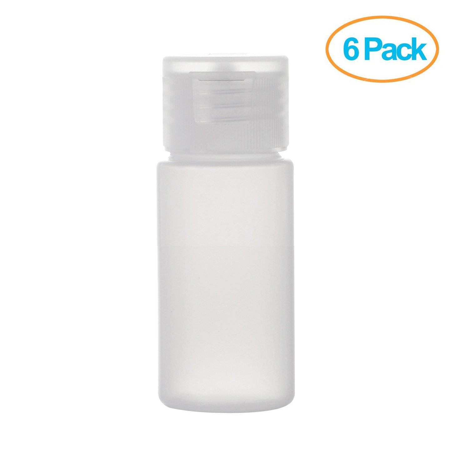 OTO ALINK Travel Size Plastic Empty Toiletry Bottles, 30ml (1 oz) Pack of 6 Liquid Containers with Labels