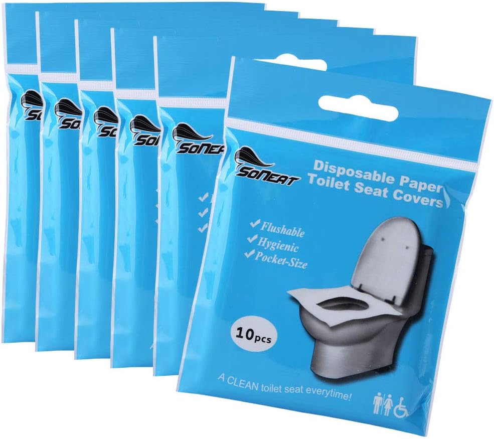 Gwolf Disposable Paper Toilet Seat Covers, 60pcs Portable Toilet Seat
