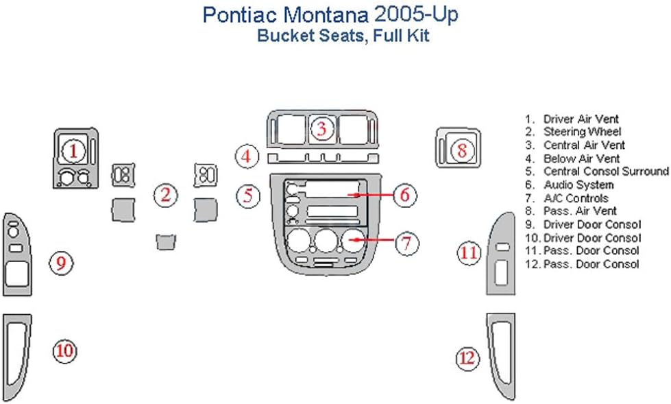 Pontiac Montana Basic Dash Trim Kit - Japanese Cherry Wood