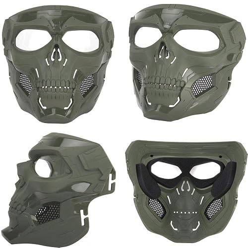 Army Green+Color  Skull Face Mask Tactical Airsoft Masks Paintball Protective Cs Harley Helmet New~p142753016