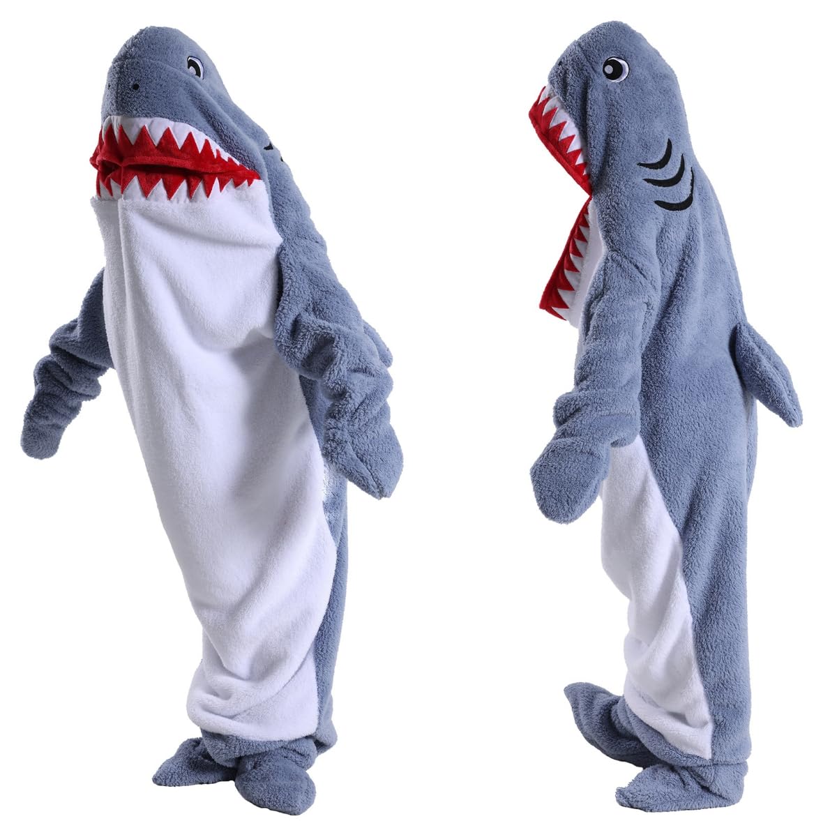 Shark Blanket Hoodie Onesie for Women Men, Adult Kid Cozy Wearable Blanket Sleeping Bag, Soft Shark Costume Pajamas
