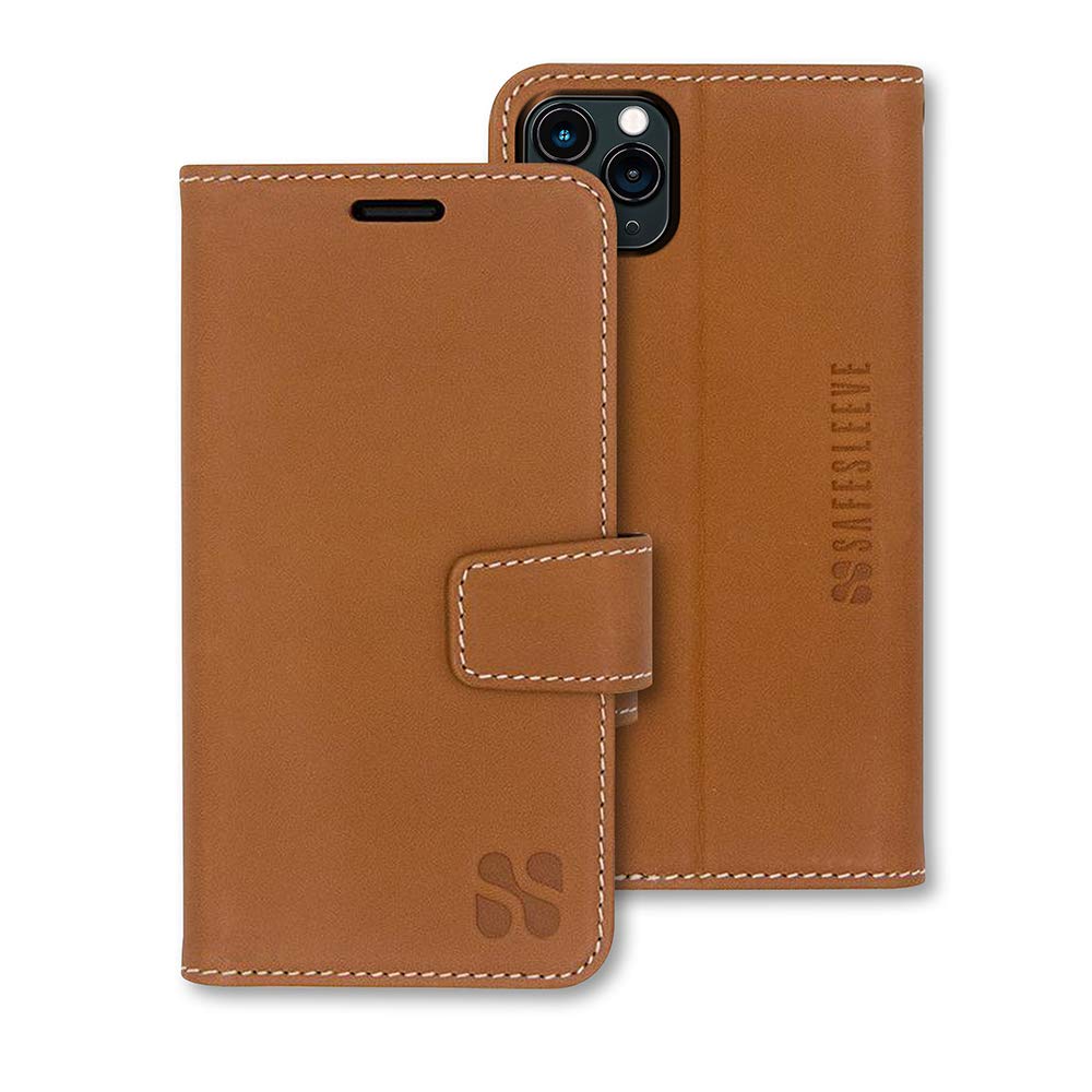 SafeSleeve EMF Protection Anti Radiation iPhone Case: iPhone 11 Pro RFID EMF Blocking Wallet Cell Phone Case (Leather)
