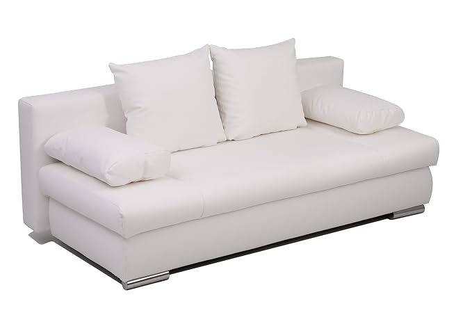 Schlafsofa Chicago-FK Kunstleder, weiß 200x95 cm