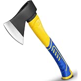 14" Outdoor Hatchet Axe, Mini Camping Axe, Wood Axe, Outdoor Camp Hatchet | Chopping Axe, Fiberglass Shock Reduction Handle with Anti-Slip Grip for Splitting and kindling, small branches and Backyard