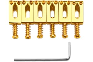 MAXCHEER 10.5mm Guitar Tremolo Bridge Saddles for Fender Stratocaster Strat Telecaster Tele Electric Guitar Replacement (Gold)