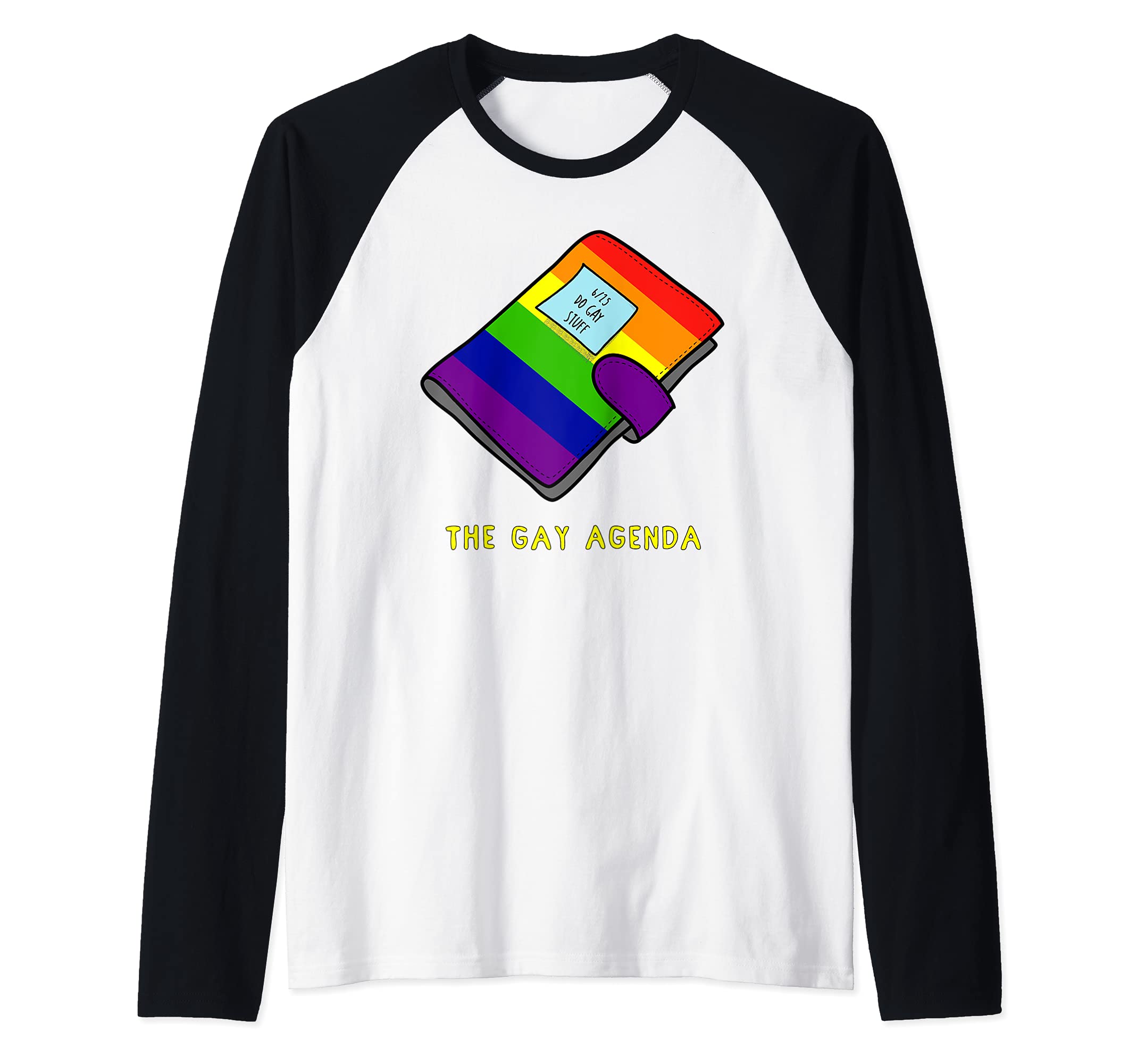 The Gay Agenda Funny Gay Pride Planner Calendar Graphic Raglan Baseball Tee