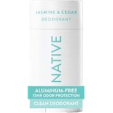 Native Aluminum-Free Deodorant for Women &amp; Men, Jasmine &amp; Cedar, 2.65oz | Contains Naturally Derived Ingredients | 72-Hour Odor Control | Smooth Glide &amp; Odor Fighting Formula | Vegan &amp; Cruelty-Free
