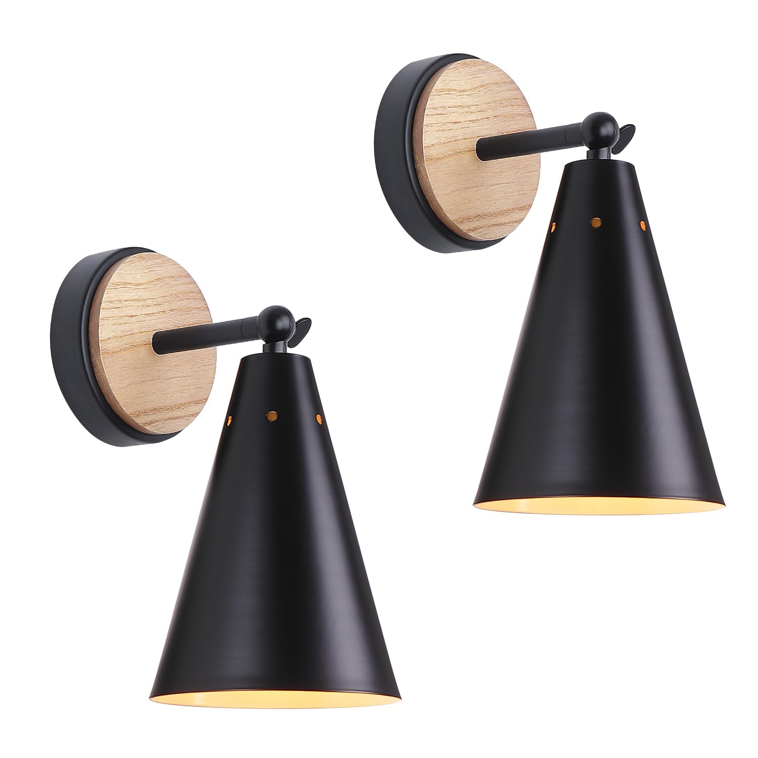 Photo 1 of MWZ Rustic Farmhouse Black Metal and Wood Wall Sconce Adjustable Lamp?2 Pack,Rustic Wall Lighting Fixture for Bedroom, Living Room, Headboard, Garage, Porch
