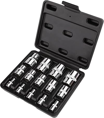 Amazon Basics 14-Piece External Torx Socket Set E4–E24 1/4 3/8 1/2 Drive
