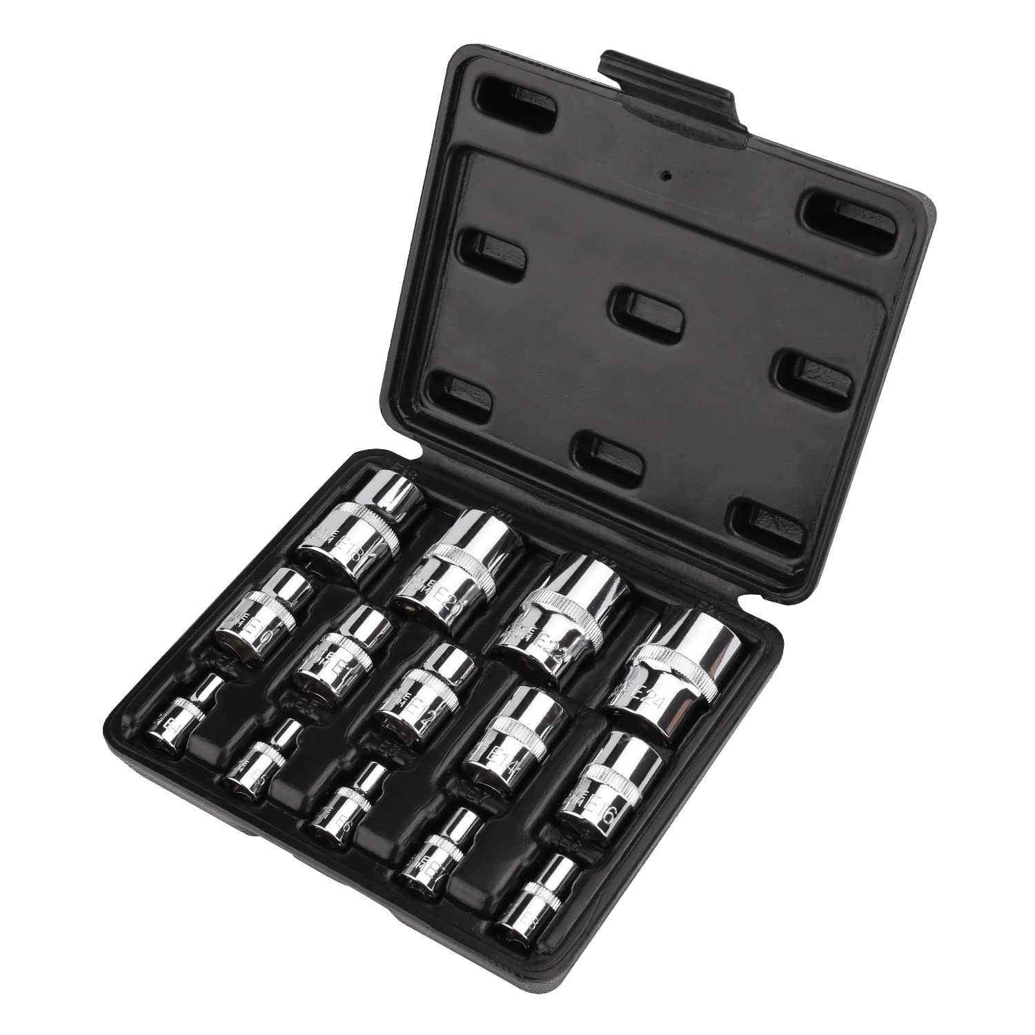 Photo 1 of Amazon Basics Star Socket Set 1/4" 3/8" 1/2" - 14-Piece