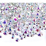 Zealer 2mm - 6mm Resin Crystal AB Round Nail Art Mixed Flat Backs Rhinestones Gems, M1 - 30, Mix Size, 450 Piece