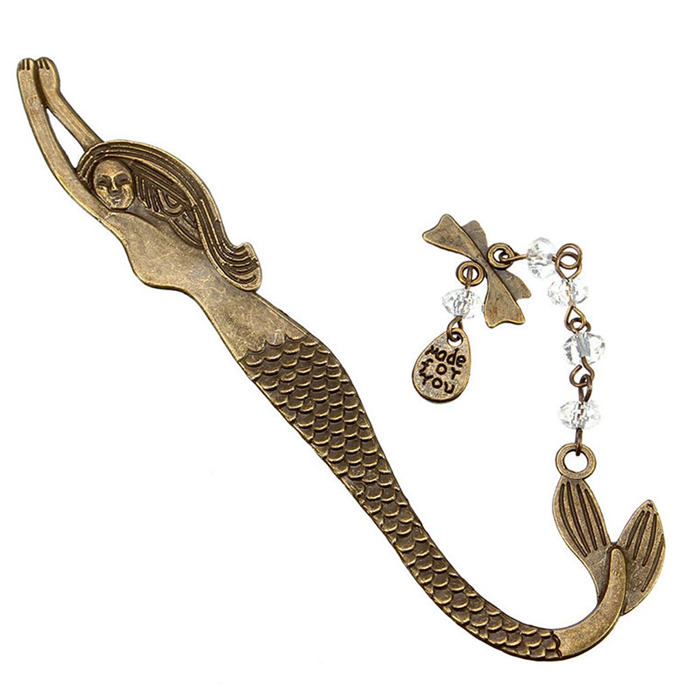 Koogel Metal Bookmark,Classical Exquisite Mermaid Hooks Bookmark with A