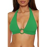 Becca Womens Marble Canyon Halter Bikini Top, Adjustable, Tie Back, Swimwear Separates for Women