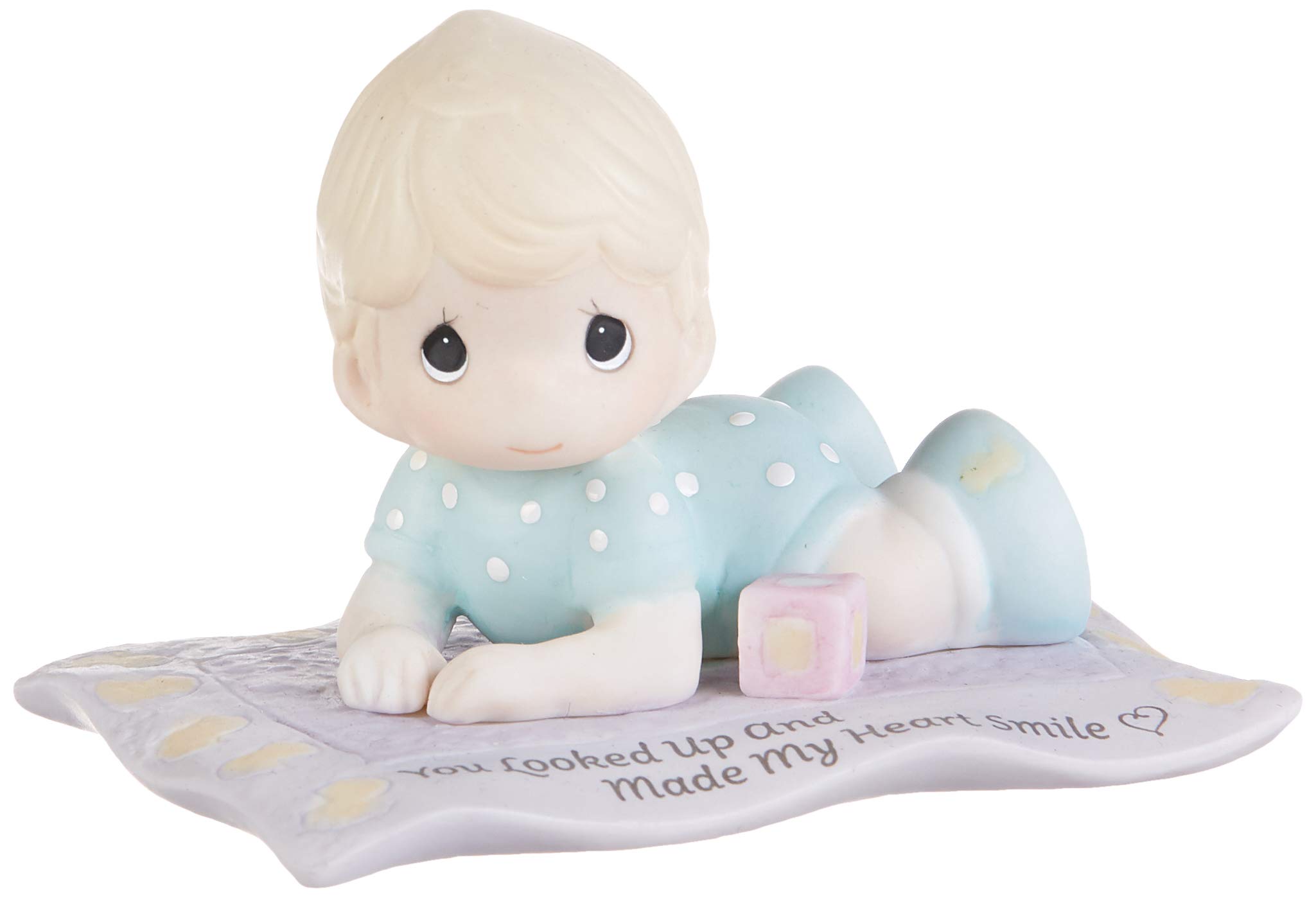 Precious Moments 193003 You Looked Up and Made My Heart Smile Baby On Blanket Bisque Porcelain Figurine