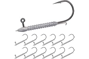 LURELINK Hover Rig Jig Heads 12-Pack –2X Strong Weighted Swimbait Hooks for Bass Fishing– Freshwater Sizes #1 1/32oz to 3/0 1/8oz