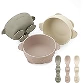 PandaEar 3 Pack Baby Suction Bowls with 3 Spoons, Stay Put Silicone Food Bowl Babies Led Weaning Supplies for Kids Toddlers, 