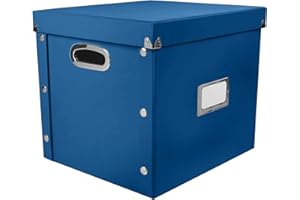 Snap-N-Store Vinyl Record Storage Box - 12" - 1 Pack- Crate Holds up to 75 Vinyl Albums - Classic Blue