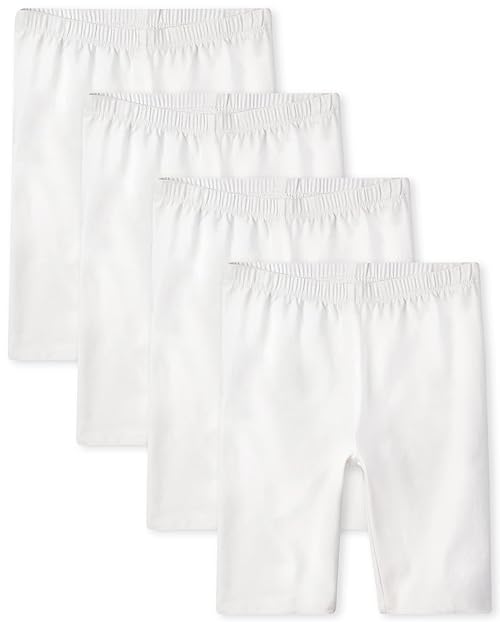 The Children's Place Girls' 4 Pack Mix and Match Bike Shorts, White, Medium