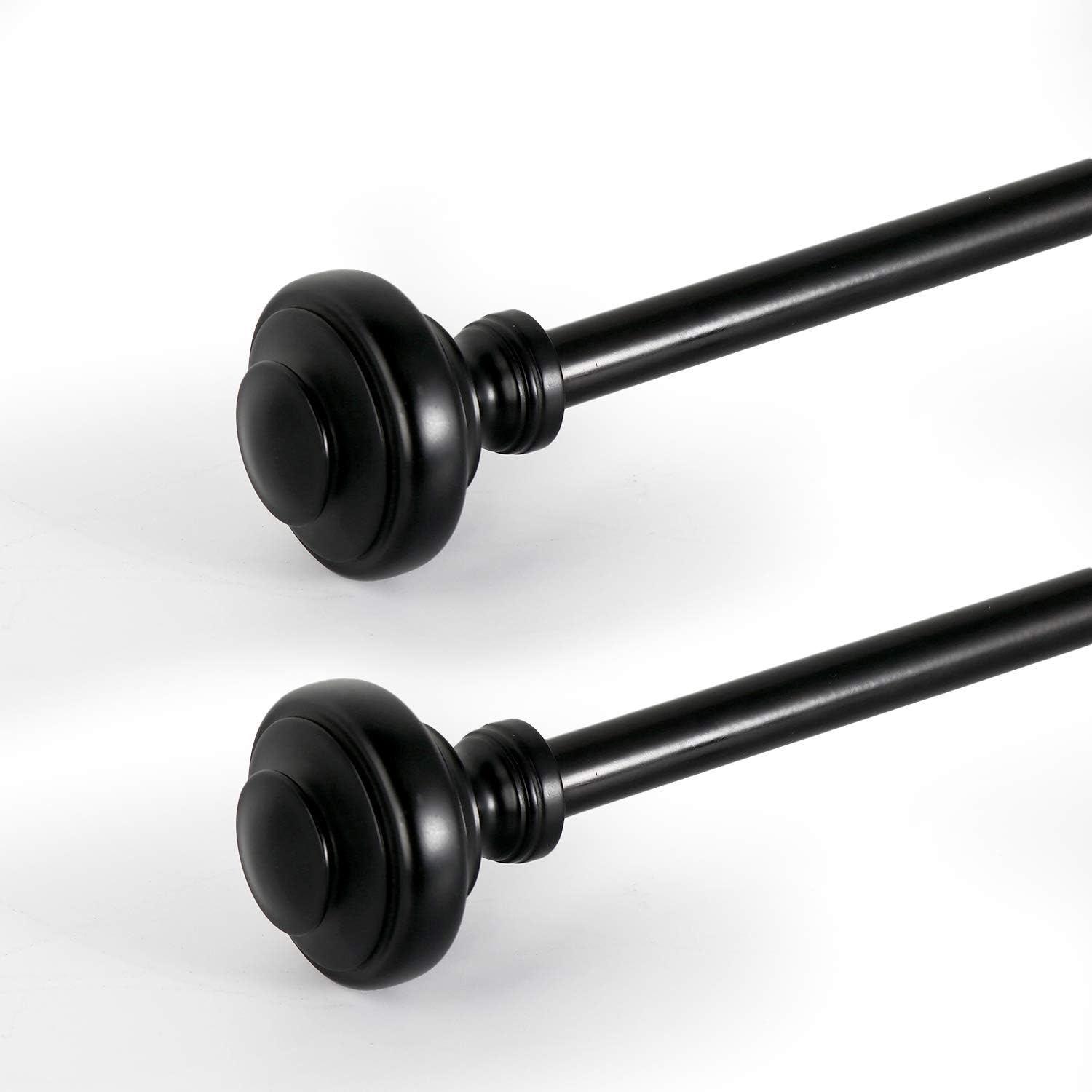 BOBOMOMO 2 Pack Adjustable Curtain Rod 3/4" Single Window Rod 28"-48" with Twisting Finials Black Drapery Rod of Window Treatment (Black, 28-48): Home & Kitchen