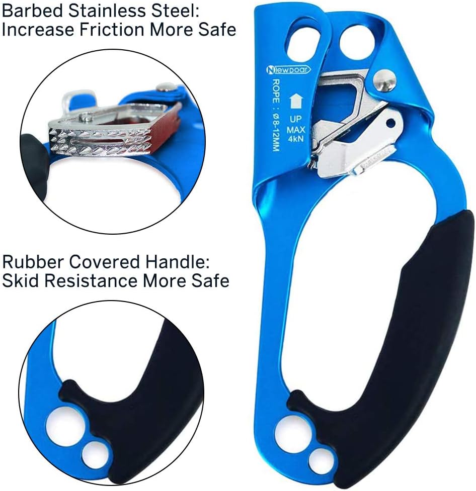 NewDoar Right Hand Ascender Rock Climbing Tree Arborist Rappelling Gear Equipment CE Certified Rope Clamp for 8~12MM Rope(Right Hand) : Sports & Outdoors