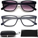 BillyJoe Nearsighted Glasses for Distance Driving Myopia Glasses for Men Women (2Pairs) Rectangular Square Shape