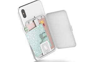 Sinjimoru Stick-On Card Case, Adhesive Card Holder/Ultra Slim Card Holder Case Usable as Phone Wallet or Card Holder for Desk. Card-Zip White