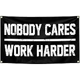 Funny Nobody Cares Work Harder Flag Motivational Fitness Inspirational Decor For Home Gym Wall College Dorm Room Bedroom Office