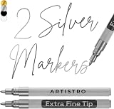 ARTISTRO 2 Silver Metallic Acrylic Paint Pens 0.7mm Extra-Fine Tip