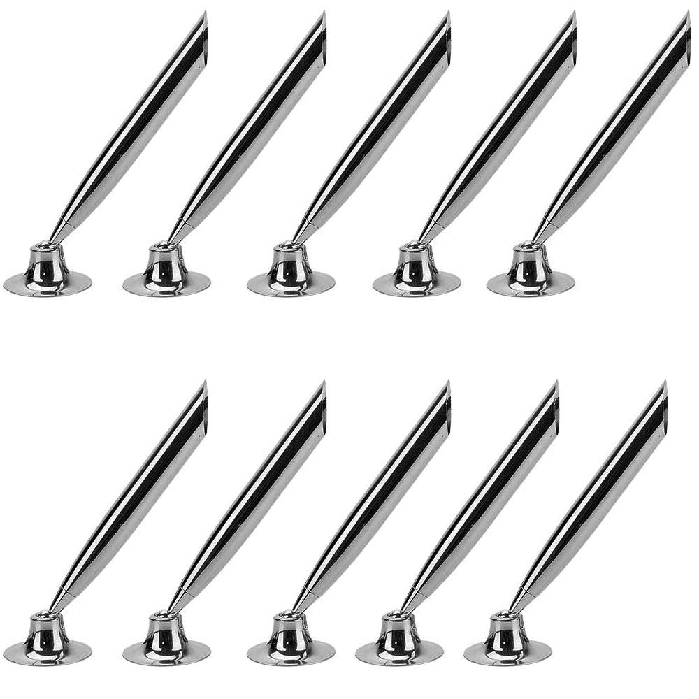 ICYANG 10 Pieces Desk Pen Holder Stand Funnel Base Metal Desktop Pen Pencil Desk Accessories for Home Office Hotel Counter Pens for Bank Lobbies