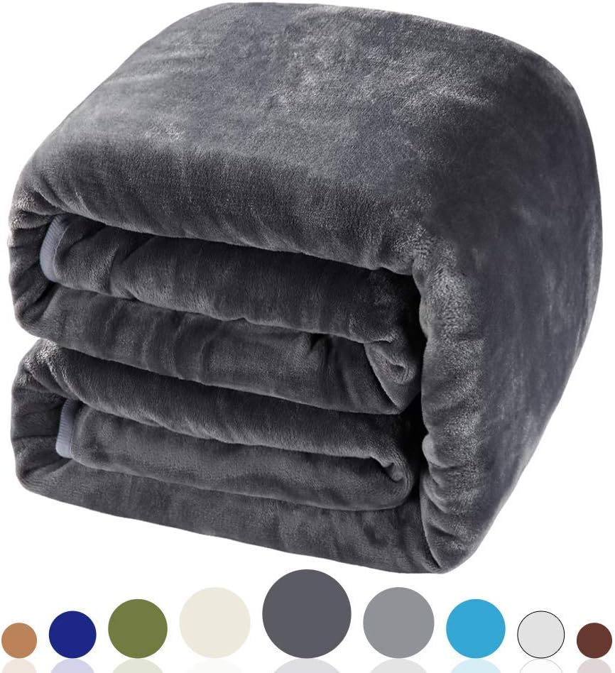 Balichun Soft Fleece King Blanket Winter Warm Brushed Flannel Blankets All Season Lightweight Thermal Throw for Bed, Sofa or Couch Dark Grey 90"x108"
