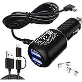 Car Charger for Garmin Nuvi, Garmin GPS Charger Cable,Mini USB Power Cord Cable Dual Port USB Vehicle Power Charging Cable Co