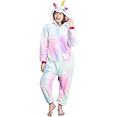 NewPlush Unisex Unicorn Costumes Pyjamas, Adult Women Men Animal Cosplay Onesie