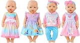Aolso 14-18 Inch Doll Clothes 4-Packs Unicorn Theme for 35-45 cm Dolls view 2